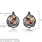 Aretes de mariposa y flor de Granate Rodolita - Cherine Jewelry