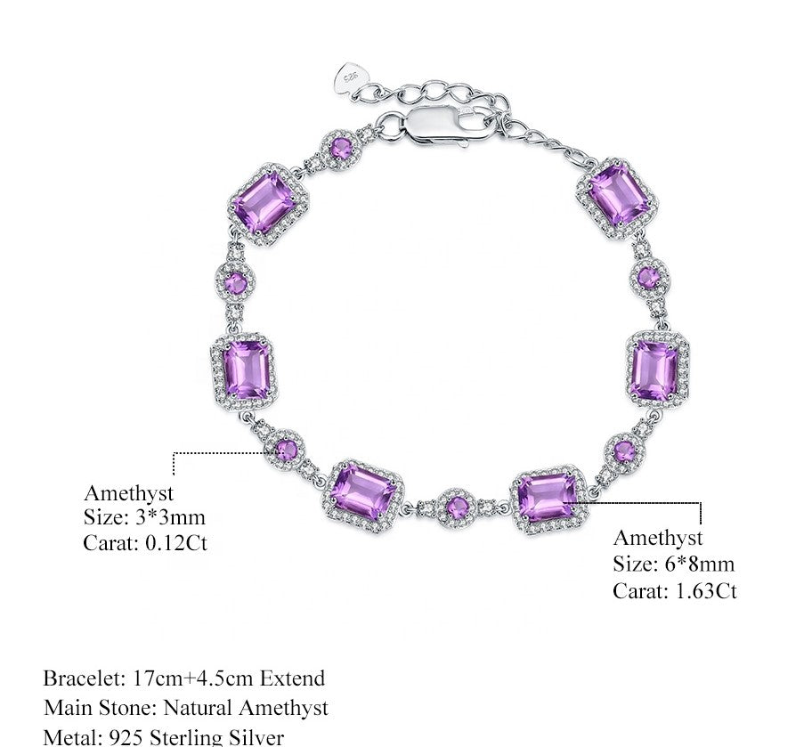 Brazalete de Amatista con Zirconia cúbica - Cherine Jewelry