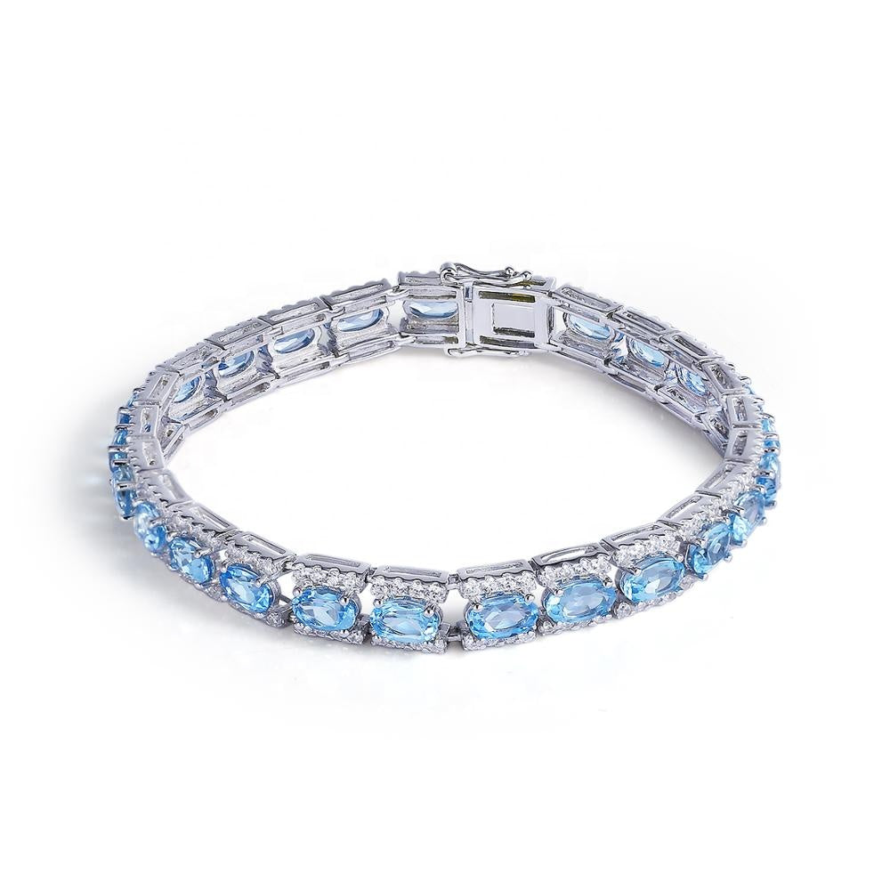 Brazalete de Topacio Azul Suizo - Cherine Jewelry