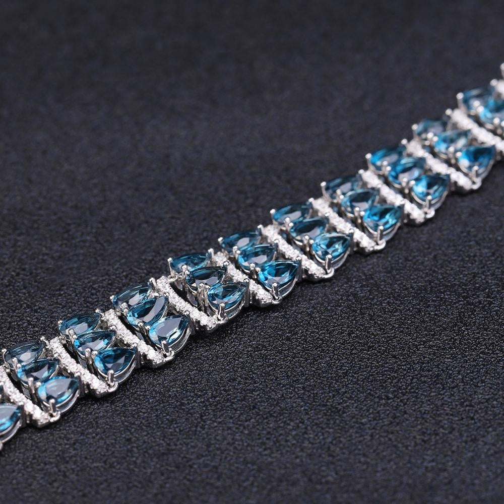 Brazalete de Topacio Azul London - Cherine Jewelry