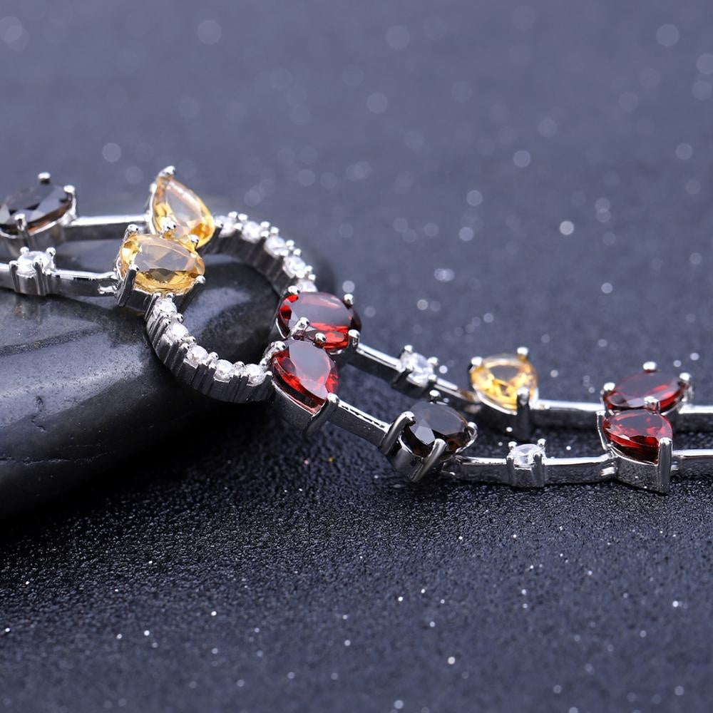 Brazalete de Citrino, Cuarzo ahumado y Granate - Cherine Jewelry
