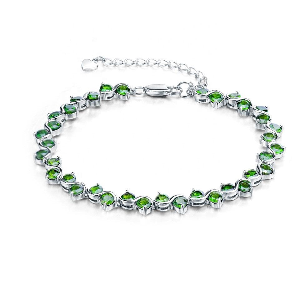 Brazalete de Diópsido de cromo verde - Cherine Jewelry