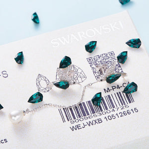 Aretes de colibrí con cristales Swarovski y perla natural de agua dulce - Cherine Jewelry