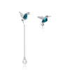 Aretes de colibrí con cristales Swarovski y perla natural de agua dulce - Cherine Jewelry