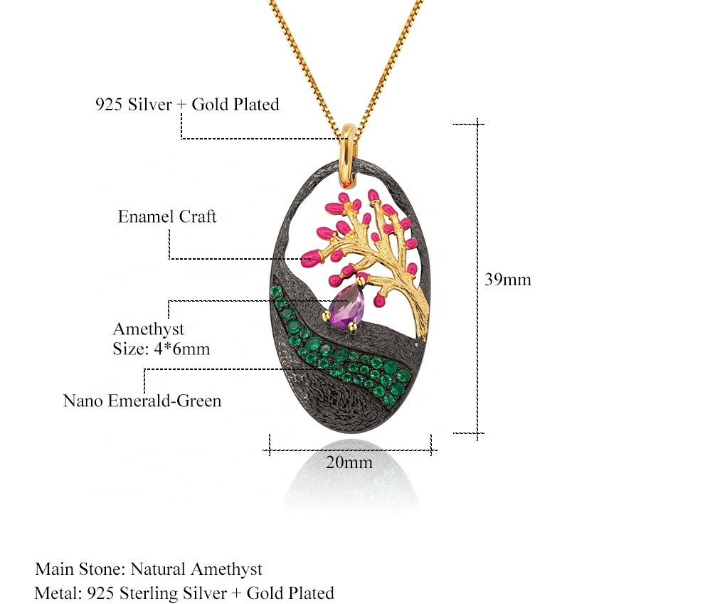 Collar de Árbol de Amatista y Nano Esmeralda - Cherine Jewelry
