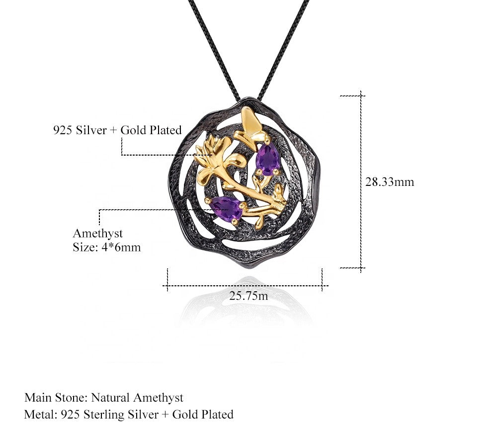 Collar de mariposa y flor de Amatista - Cherine Jewelry
