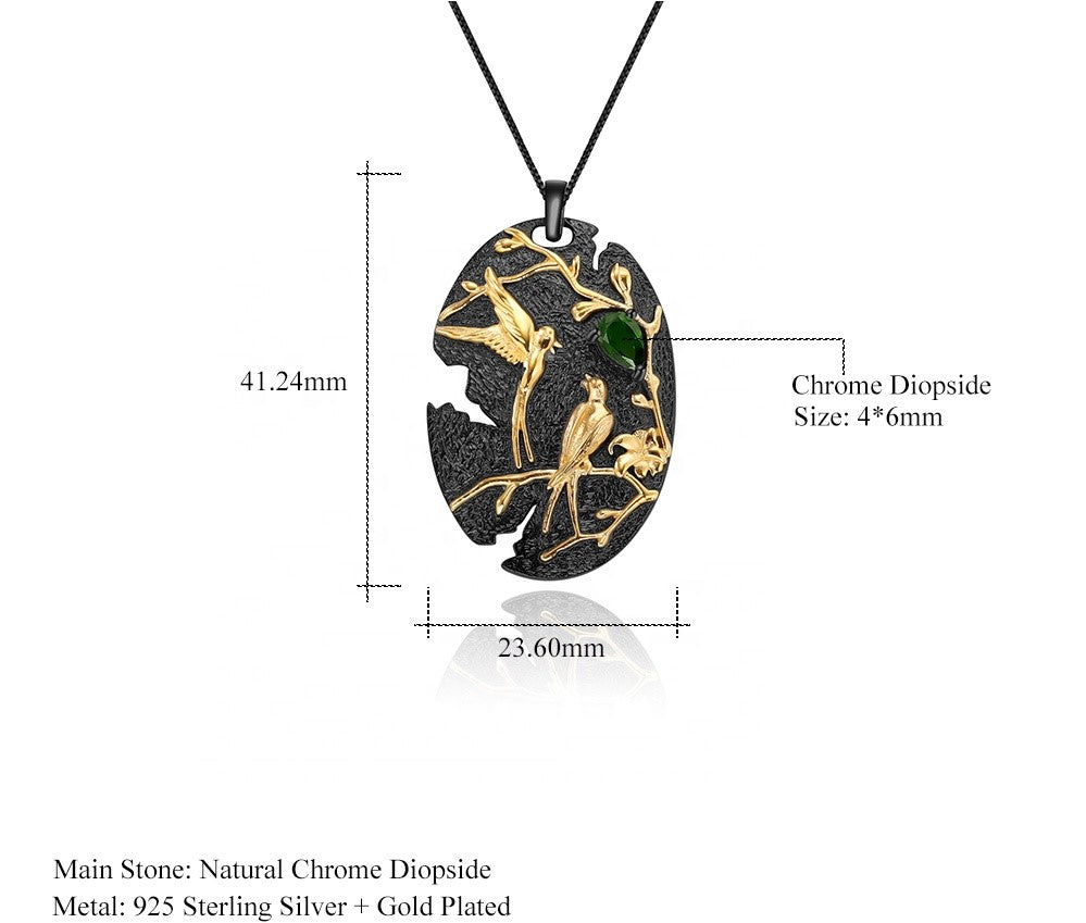 Collar de Aves de Diópsido de cromo verde - Cherine Jewelry