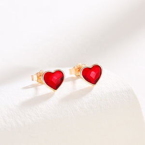 Aretes stud de corazón con cristales Swarovski - Cherine Jewelry