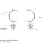 Aretes de Sol y Luna de Topacio Azul Cielo - Cherine Jewelry