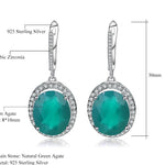 Aretes alargados de Ágata verde ovalado - Cherine Jewelry