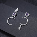 Aretes de Sol, Luna, Ave y Gato con Amatista - Cherine Jewelry