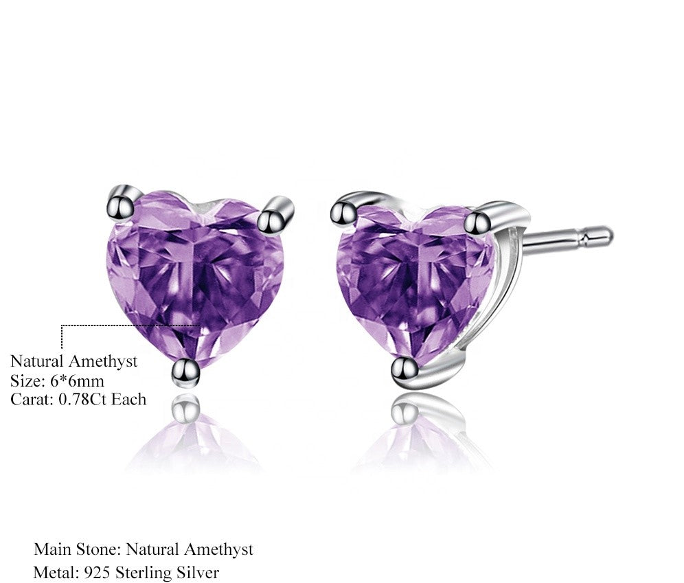 Aretes stud de corazón de Amatista - Cherine Jewelry