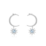Aretes de Sol y Luna de Topacio Azul Cielo - Cherine Jewelry