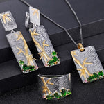Set de Bamboo de Diópsido de cromo verde - Cherine Jewelry