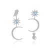 Aretes de Sol, Luna, Ave y Gato de Topacio Azul Cielo - Cherine Jewelry
