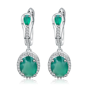 Aretes alargados de Ágata verde - Cherine Jewelry