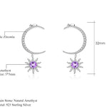 Aretes de Sol y Luna de Amatista - Cherine Jewelry
