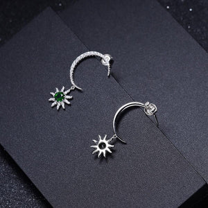Aretes Sol y Luna de Diópsido de cromo verde - Cherine Jewelry