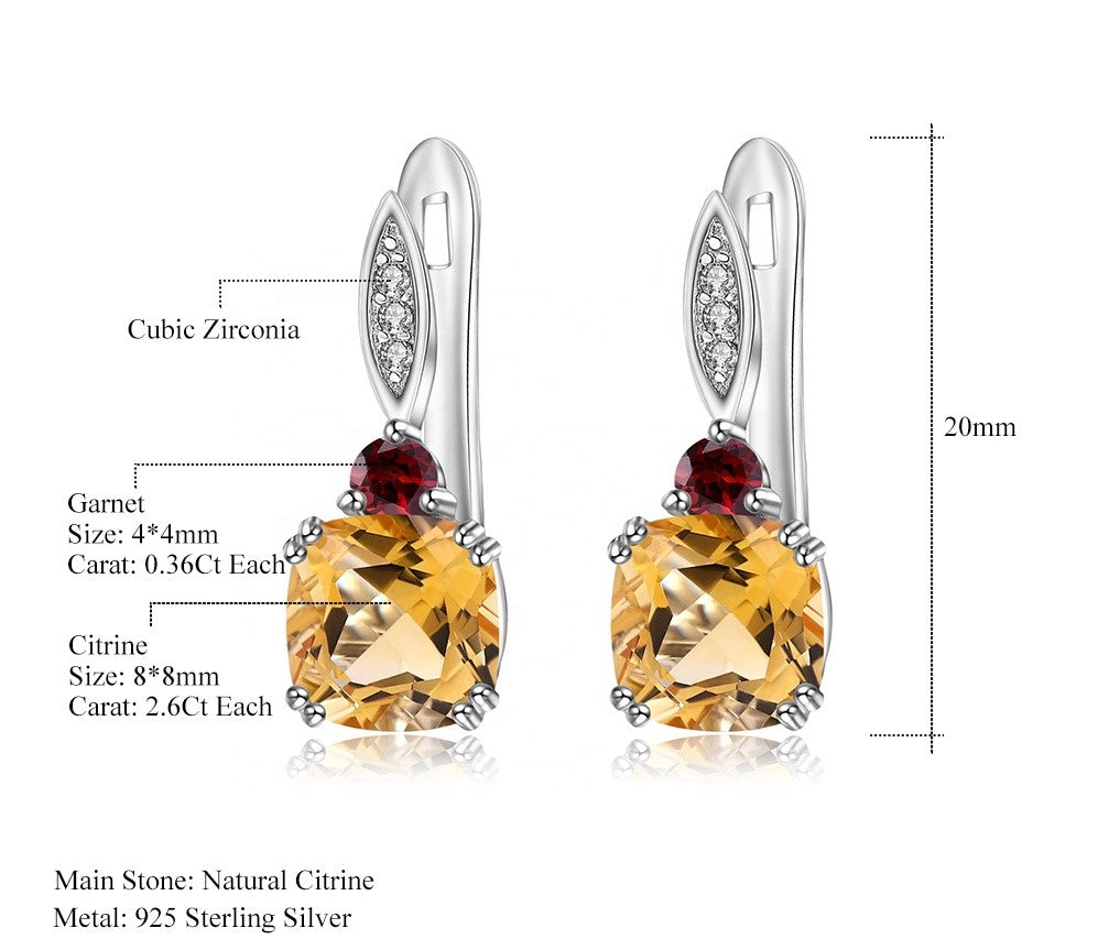 Aretes de Citrino con Granate - Cherine Jewelry