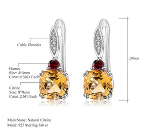 Aretes de Citrino con Granate - Cherine Jewelry