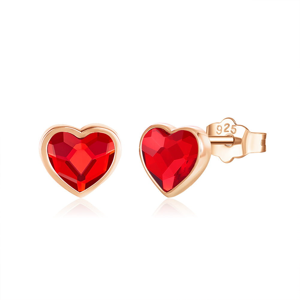 Aretes stud de corazón con cristales Swarovski - Cherine Jewelry