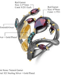 Anillo de flores de Granate y Esmeralda - Cherine Jewelry