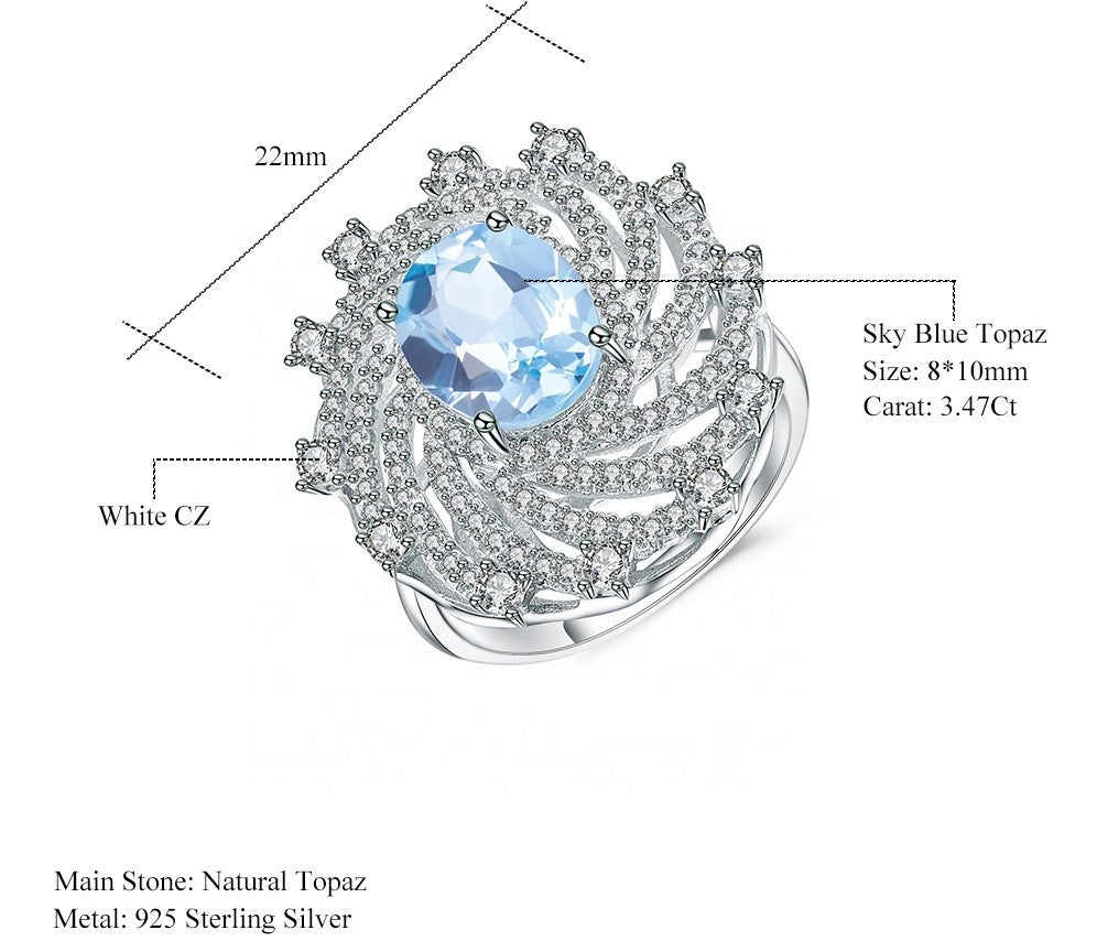 Anillo de Topacio azul cielo en forma de espiral - Cherine Jewelry