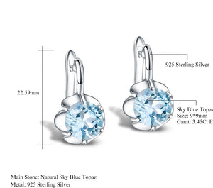 Aretes de Topacio Azul Cielo en forma de flor - Cherine Jewelry