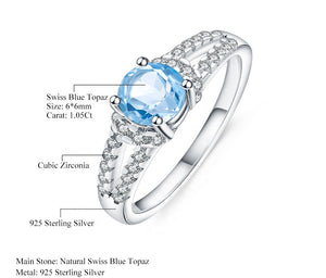 Anillo de Topacio Azul Suizo con doble aro - Cherine Jewelry