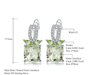 Aretes de Amatista verde con hojas de Peridoto - Cherine Jewelry