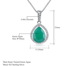 Collar de Ágata ovalado con borde de Zirconia - Cherine Jewelry