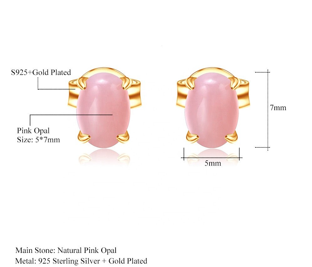 Aretes stud de Ópalo rosa - Cherine Jewelry
