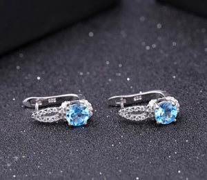 Aretes de Topacio Azul Suizo redondeado - Cherine Jewelry