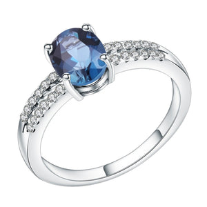 Anillo de Topacio Azul London en forma ovalada - Cherine Jewelry