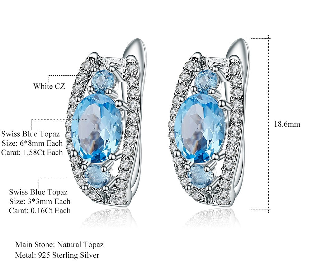 Aretes de Topacio Azul Suizo - Cherine Jewelry