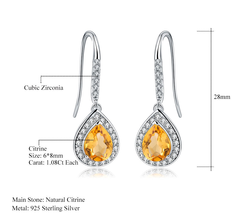Aretes de Citrino en forma de gota - Cherine Jewelry