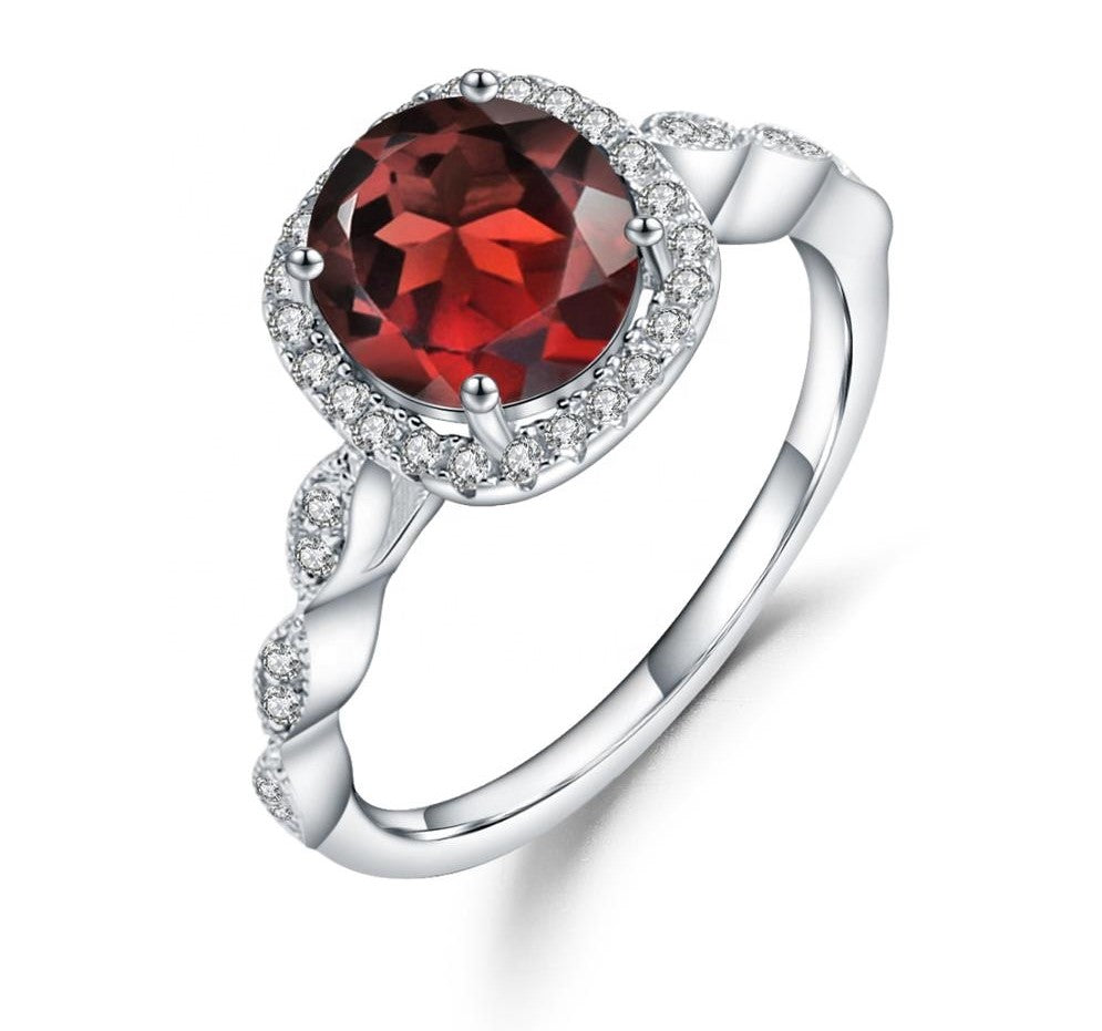 Anillo de Granate rojo cuadrado - Cherine Jewelry