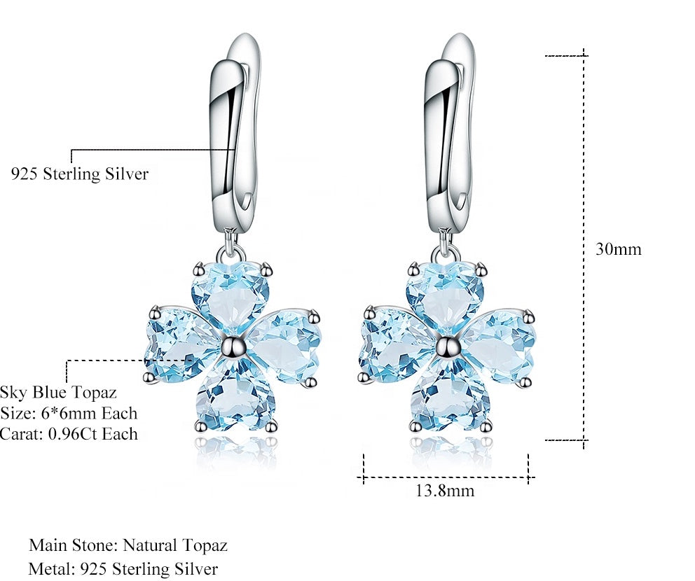Aretes de Trébol de Topacio azul cielo - Cherine Jewelry