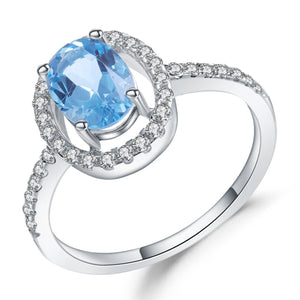 Anillo de Topacio Azul Suizo con aro de Zirconia Cúbica - Cherine Jewelry
