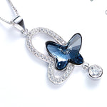 Collar de arco de mariposas de Swarovski azul marino