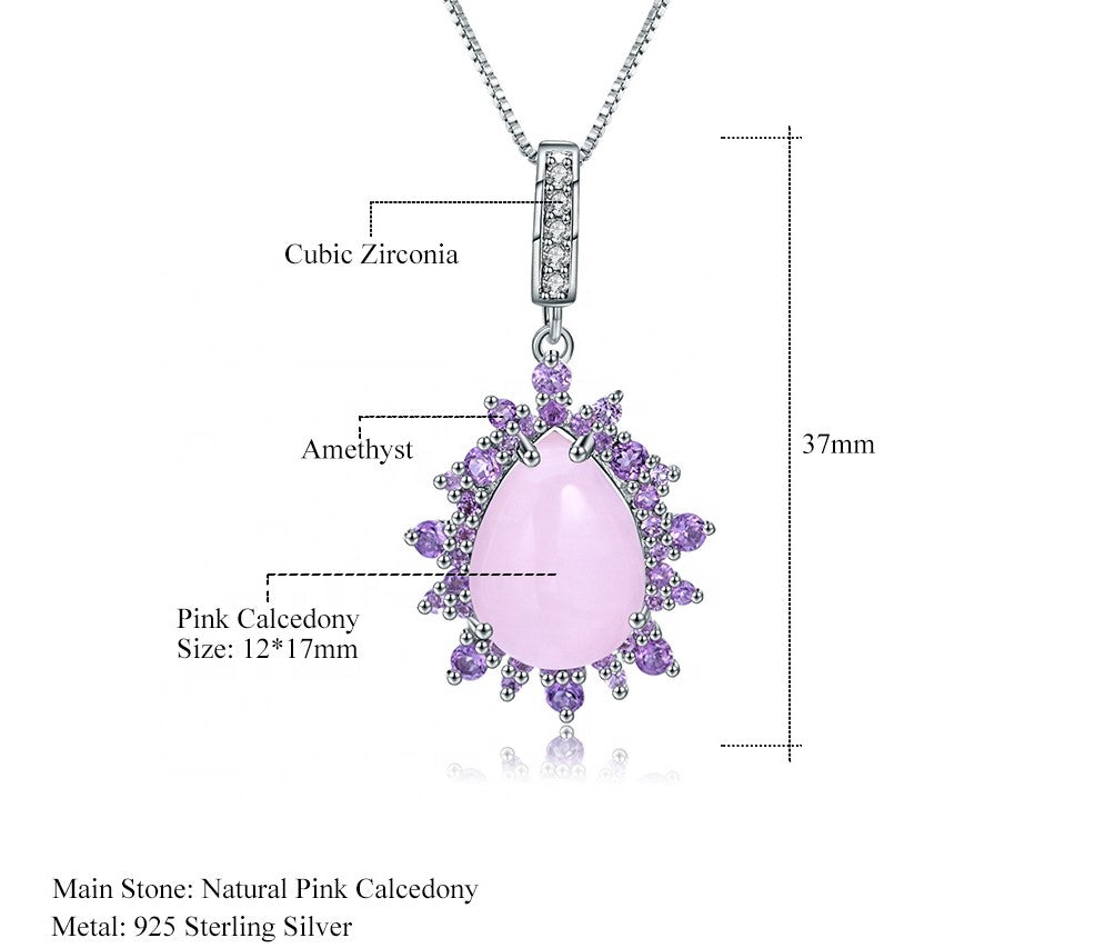 Collar de Calcedonia rosa con Amatista - Cherine Jewelry