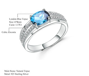 Anillo de Topacio azul London con aro doble - Cherine Jewelry