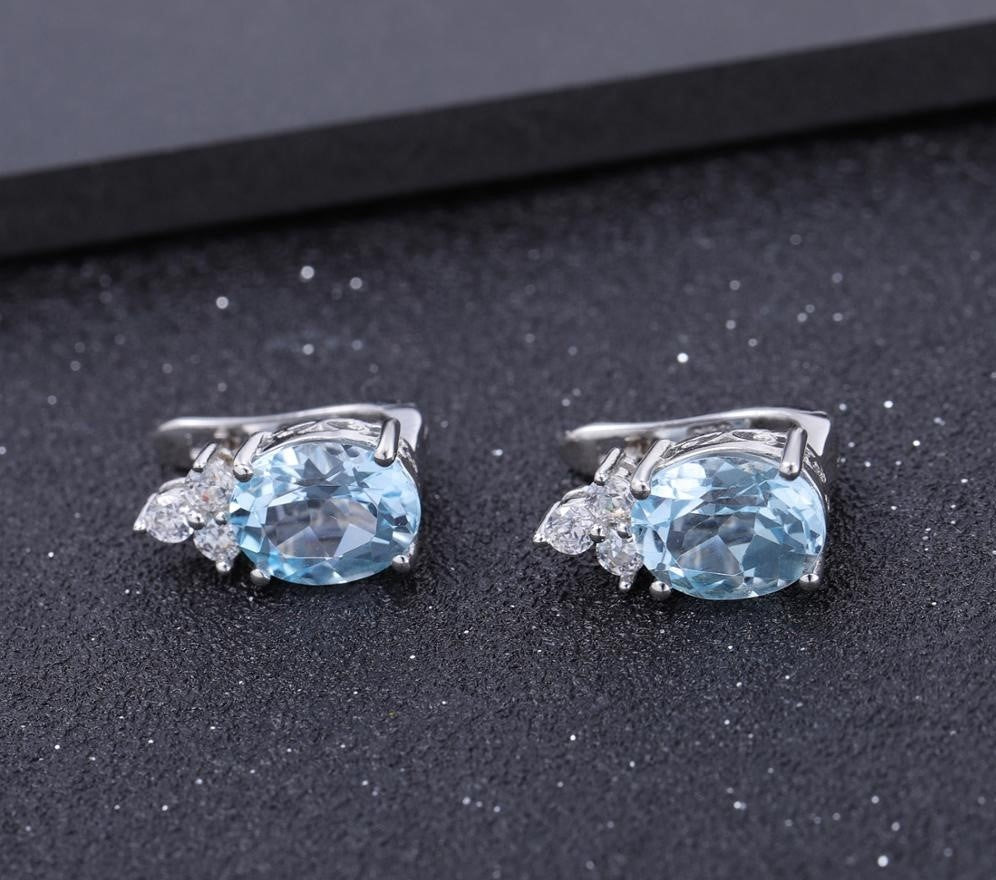 Aretes de Topacio Azul Cielo y flor - Cherine Jewelry