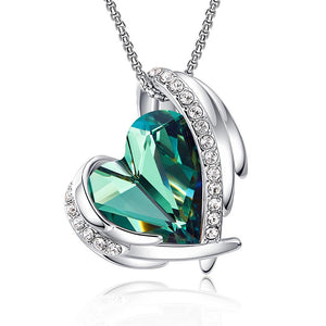 Collar de corazón verde esmeralda con cristales Swarovski