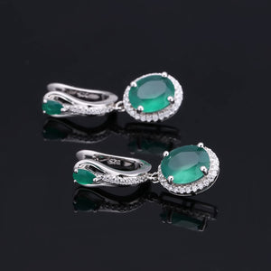 Aretes alargados de Ágata verde - Cherine Jewelry