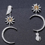 Aretes de Sol, Luna, Ave y Gato de Citrino - Cherine Jewelry