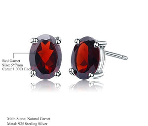 Aretes stud de Granate ovalado - Cherine Jewelry
