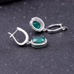 Aretes alargados de Ágata verde ovalado - Cherine Jewelry