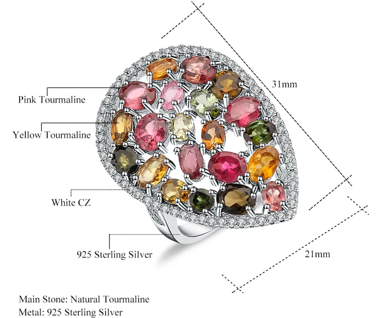 Anillo multi-stone de Turmalina - Cherine Jewelry