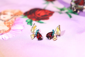 Set de flores de Granate y Esmeralda - Cherine Jewelry